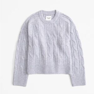 NWT Abercrombie & Fitch Madeline Cable Crew Sweater GRAY